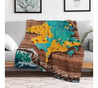 Custom Flannel Fleece Throw Blanket for Adults 30x40 Lightweight Map on Wooden Bedtime Blanket Soft Warm Blankets for Bed Couch Sofa Camping Picnic Wedding Gift Winter Home Decoration