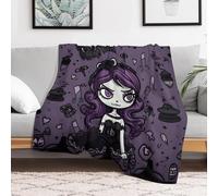 Custom Flannel Fleece Throw Blanket for Adults 30x40 Lightweight Purple Black Goth Spooky Bedtime Blanket Soft Warm Blankets for Bed Couch Sofa Camping Picnic Wedding Gift Winter Home Deco