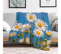 Custom Flannel Fleece Throw Blanket for Adults 30x40 Lightweight Spring Daisy Flowers Bedtime Blanket Soft Warm Blankets for Bed Couch Sofa Camping Picnic Wedding Gift Winter Home Decorati