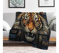 Custom Flannel Fleece Throw Blanket for Adults 30x40 Lightweight Tiger Head Bedtime Blanket Soft Warm Blankets for Bed Couch Sofa Camping Picnic Wedding Gift Winter Home Decoration