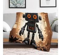 Custom Flannel Fleece Throw Blanket for Adults 40x50 Lightweight Black Robot Bedtime Blanket Soft Warm Blankets for Bed Couch Sofa Camping Picnic Wedding Gift Winter Home Decoration