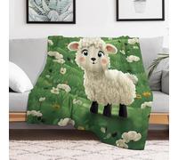 Custom Flannel Fleece Throw Blanket for Adults 40x50 Lightweight Cute Cartoon Sheep Bedtime Blanket Soft Warm Blankets for Bed Couch Sofa Camping Picnic Wedding Gift Winter Home Decorati