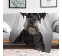Custom Flannel Fleece Throw Blanket for Adults 40x50 Lightweight Cute Schnauzer Bedtime Blanket Soft Warm Blankets for Bed Couch Sofa Camping Picnic Wedding Gift Winter Home Decoration