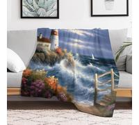 Custom Flannel Fleece Throw Blanket for Adults 40x50 Lightweight Lighthouse Diamond Painting Bedtime Blanket Soft Warm Blankets for Bed Couch Sofa Camping Picnic Wedding Gift Winter Home