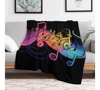 Custom Flannel Fleece Throw Blanket for Adults 40x50 Lightweight Rainbow Musical Note Bedtime Blanket Soft Warm Blankets for Bed Couch Sofa Camping Picnic Wedding Gift Winter Home Decora
