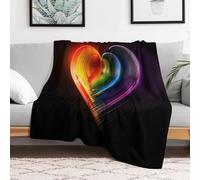 Custom Flannel Fleece Throw Blanket for Adults 40x50 Lightweight Rainbow Striped Heart Bedtime Blanket Soft Warm Blankets for Bed Couch Sofa Camping Picnic Wedding Gift Winter Home Decor