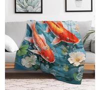 Custom Flannel Fleece Throw Blanket for Adults 40x50 Lightweight Red Carp Fish Bedtime Blanket Soft Warm Blankets for Bed Couch Sofa Camping Picnic Wedding Gift Winter Home Decoration