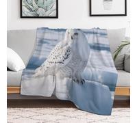 Custom Flannel Fleece Throw Blanket for Adults 40x50 Lightweight Snowy Owl on The Ice Bedtime Blanket Soft Warm Blankets for Bed Couch Sofa Camping Picnic Wedding Gift Winter Home Decora