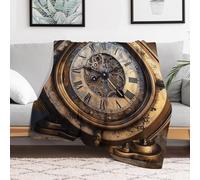 Custom Flannel Fleece Throw Blanket for Adults 40x50 Lightweight Steampunk Clock Bedtime Blanket Soft Warm Blankets for Bed Couch Sofa Camping Picnic Wedding Gift Winter Home Decoration