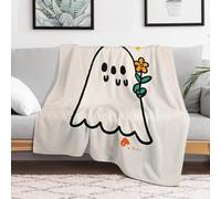 Custom Flannel Fleece Throw Blanket for Adults 40x50 Lightweight Take The Flower Ghost Bedtime Blanket Soft Warm Blankets for Bed Couch Sofa Camping Picnic Wedding Gift Winter Home Decor