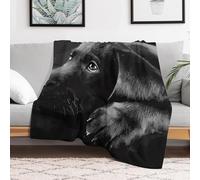 Custom Flannel Fleece Throw Blanket for Adults 50x60 Lightweight Black Labrador Puppy Bedtime Blanket Soft Warm Blankets for Bed Couch Sofa Camping Picnic Wedding Gift Winter Home Decorat