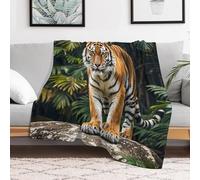 Custom Flannel Fleece Throw Blanket for Adults 50x60 Lightweight Cool Tiger Bedtime Blanket Soft Warm Blankets for Bed Couch Sofa Camping Picnic Wedding Gift Winter Home Decoration