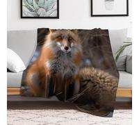 Custom Flannel Fleece Throw Blanket for Adults 50x60 Lightweight Fox in Snow Bedtime Blanket Soft Warm Blankets for Bed Couch Sofa Camping Picnic Wedding Gift Winter Home Decoration