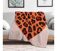 Custom Flannel Fleece Throw Blanket for Adults 50x60 Lightweight Heart Leopard Bedtime Blanket Soft Warm Blankets for Bed Couch Sofa Camping Picnic Wedding Gift Winter Home Decoration