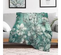 Custom Flannel Fleece Throw Blanket for Adults 50x60 Lightweight Mint Green Floral Bedtime Blanket Soft Warm Blankets for Bed Couch Sofa Camping Picnic Wedding Gift Winter Home Decoration