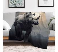 Custom Flannel Fleece Throw Blanket for Adults 50x60 Lightweight Rhino Bedtime Blanket Soft Warm Blankets for Bed Couch Sofa Camping Picnic Wedding Gift Winter Home Decoration