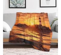 Custom Flannel Fleece Throw Blanket for Adults 50x60 Lightweight Sea Lighthouse Bedtime Blanket Soft Warm Blankets for Bed Couch Sofa Camping Picnic Wedding Gift Winter Home Decoration