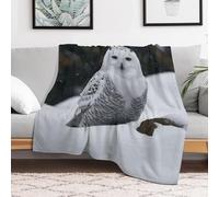 Custom Flannel Fleece Throw Blanket for Adults 50x60 Lightweight Snow Owl Bedtime Blanket Soft Warm Blankets for Bed Couch Sofa Camping Picnic Wedding Gift Winter Home Decoration