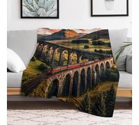 Custom Flannel Fleece Throw Blanket for Adults 50x60 Lightweight Sunset Over Elevated Bridge Bedtime Blanket Soft Warm Blankets for Bed Couch Sofa Camping Picnic Wedding Gift Winter Home