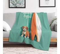 Custom Flannel Fleece Throw Blanket for Adults 50x60 Lightweight Surfboard and Puppy Bedtime Blanket Soft Warm Blankets for Bed Couch Sofa Camping Picnic Wedding Gift Winter Home Decorati