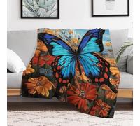 Custom Flannel Fleece Throw Blanket for Adults 60x80 Lightweight Big Butterfly Bedtime Blanket Soft Warm Blankets for Bed Couch Sofa Camping Picnic Wedding Gift Winter Home Decoration