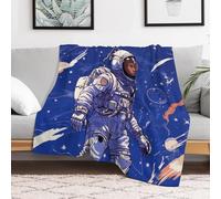 Custom Flannel Fleece Throw Blanket for Adults 60x80 Lightweight Black Astronaut Bedtime Blanket Soft Warm Blankets for Bed Couch Sofa Camping Picnic Wedding Gift Winter Home Decoration