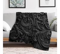 Custom Flannel Fleece Throw Blanket for Adults 60x80 Lightweight Black Flower Bedtime Blanket Soft Warm Blankets for Bed Couch Sofa Camping Picnic Wedding Gift Winter Home Decoration