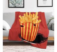 Custom Flannel Fleece Throw Blanket for Adults 60x80 Lightweight Cartoon Fries Bedtime Blanket Soft Warm Blankets for Bed Couch Sofa Camping Picnic Wedding Gift Winter Home Decoration