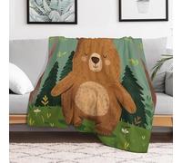 Custom Flannel Fleece Throw Blanket for Adults 60x80 Lightweight Cute Bear Bedtime Blanket Soft Warm Blankets for Bed Couch Sofa Camping Picnic Wedding Gift Winter Home Decoration