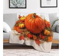 Custom Flannel Fleece Throw Blanket for Adults 60x80 Lightweight Fall Pumpkin Bedtime Blanket Soft Warm Blankets for Bed Couch Sofa Camping Picnic Wedding Gift Winter Home Decoration