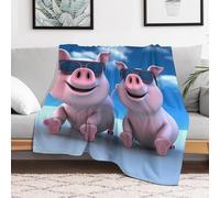 Custom Flannel Fleece Throw Blanket for Adults 60x80 Lightweight Funny Pig Bedtime Blanket Soft Warm Blankets for Bed Couch Sofa Camping Picnic Wedding Gift Winter Home Decoration
