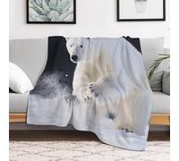 Custom Flannel Fleece Throw Blanket for Adults 60x80 Lightweight Polar Bear Bedtime Blanket Soft Warm Blankets for Bed Couch Sofa Camping Picnic Wedding Gift Winter Home Decoration