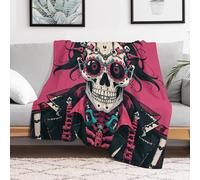 Custom Flannel Fleece Throw Blanket for Adults 60x80 Lightweight Rock Brothers Skulls Bedtime Blanket Soft Warm Blankets for Bed Couch Sofa Camping Picnic Wedding Gift Winter Home Decorat