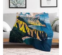 Custom Flannel Fleece Throw Blanket for Adults 60x80 Lightweight Seaside Mountain Skyline Bedtime Blanket Soft Warm Blankets for Bed Couch Sofa Camping Picnic Wedding Gift Winter Home Dec