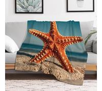 Custom Flannel Fleece Throw Blanket for Adults 60x80 Lightweight Starfish Bedtime Blanket Soft Warm Blankets for Bed Couch Sofa Camping Picnic Wedding Gift Winter Home Decoration