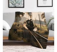 Custom Flannel Fleece Throw Blanket for Adults 60x80 Lightweight Steam Train Bedtime Blanket Soft Warm Blankets for Bed Couch Sofa Camping Picnic Wedding Gift Winter Home Decoration