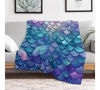 Custom Flannel Fleece Throw Blanket for Adults 60x80 Lightweight Water Lily Mermaid Scales Bedtime Blanket Soft Warm Blankets for Bed Couch Sofa Camping Picnic Wedding Gift Winter Home De