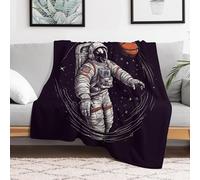 Custom Flannel Fleece Throw Blanket Plush Travel Throw for Bed 50x60 Inch Comfort Personalized Astronaut Playing Basketball Blankets for Adults Decorative Bedtime Blanket Couch Sofa Camping Co