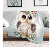 Custom Flannel Fleece Throw Blanket Plush Travel Throw for Bed 50x60 Inch Comfort Personalized Cute Owl with Flowers Blankets for Adults Decorative Bedtime Blanket Couch Sofa Camping Companion
