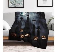 Custom Flannel Fleece Throw Blanket Plush Travel Throw for Bed 50x60 Inch Comfort Personalized Gothic Happy Halloween Blankets for Adults Decorative Bedtime Blanket Couch Sofa Camping Companio