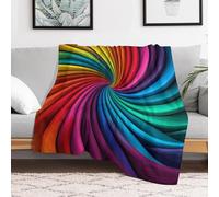 Custom Flannel Fleece Throw Blanket Plush Travel Throw for Bed 60x80 Inch Comfort Personalized Rainbow Stripe Pattern Blankets for Adults Decorative Bedtime Blanket Couch Sofa Camping Companio