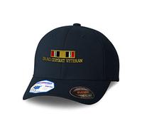Custom Flexfit Hats for Men & Women Iraq Combat War Veteran Flag Embroidery, Dark Navy Design Only, S-M