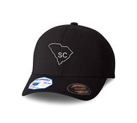 Custom Flexfit Hats for Men & Women South Carolina State Map Sc Embroidery, Black Design Only, L-XL