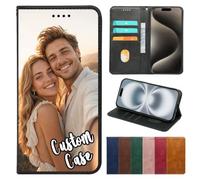 Custom Flip Wallet Case for Google Pixel 10 Pro XL 9a 9 8 8A 7A 7 6 6A 5A 5G 5 4A 4, Personalized Photo Logo Picture Name PU Leather Phone Cover with Kickstand Card Holder, Gift for Family, Black