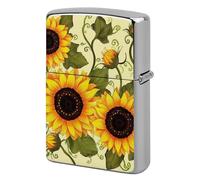 Custom Floral Sunflower Lighter Case Personalized Metal Lighter Cover Holder Reusable Shockproof Protective Lighters Without Insert Gift for Men Women Dad Husband