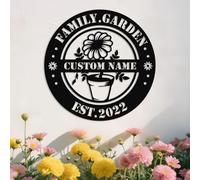 Custom Flower Metal Wall Art,Personalized Garden Name Sign,Garden Yard Patio Hanging Decoration for Outside,Gardeners Gift style 4