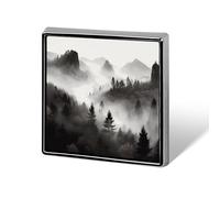 Custom Foggy Mountains Forest Lapel Pin Aluminum Alloy Button Badge Personalized Exquisite Brooch Classic Mini Pin 0.7" X 0.7" Inch for Backpacks Hat Suit Jacket Clothing Decoration