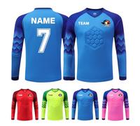 Custom Football Goalkeeper Jersey for Adults and Child Goalkeeper Jersey with Your Name and Team Logo Blue