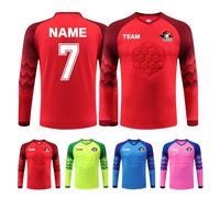 Custom Football Goalkeeper Jersey for Adults and Child Goalkeeper Jersey with Your Name and Team Logo Red