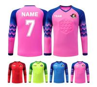 Custom Football Goalkeeper Jersey for Adults and Child Goalkeeper Jersey with Your Name and Team Logo Pink
